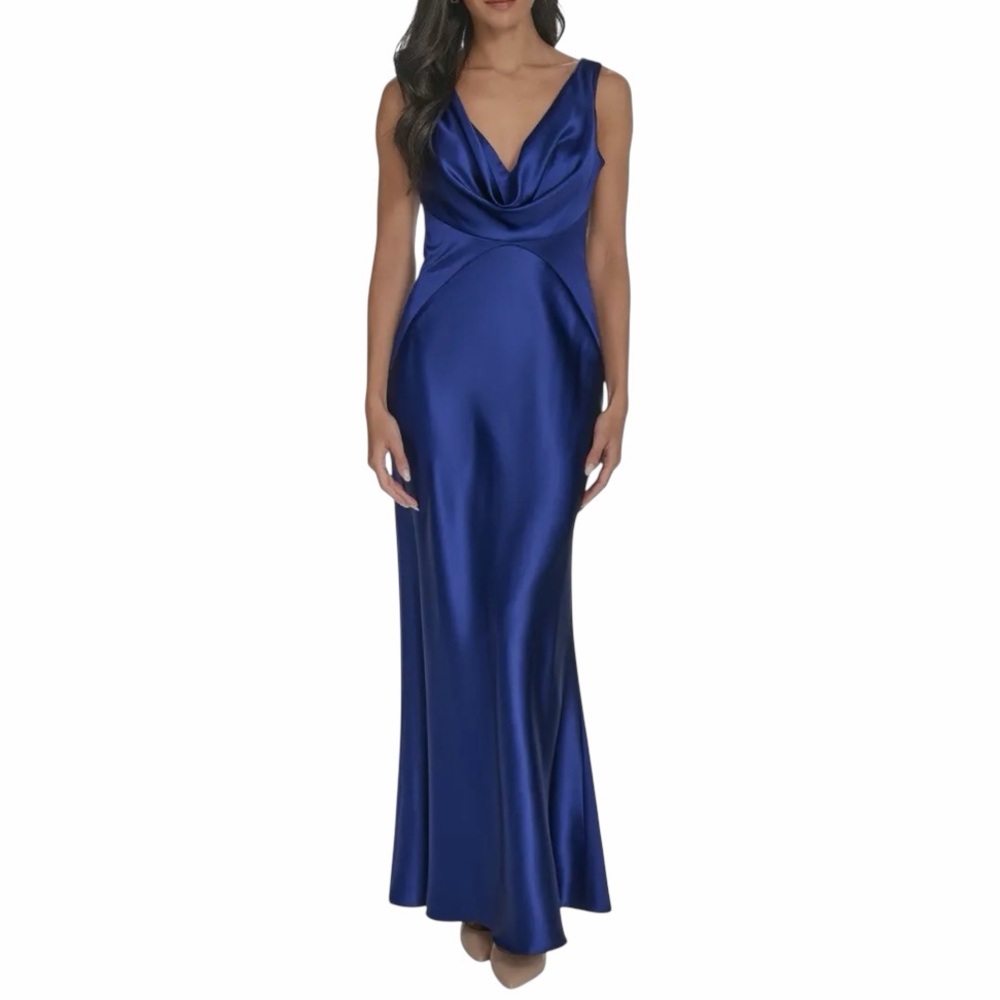 VINCE CAMUTO Satin Cowl Neck Gown